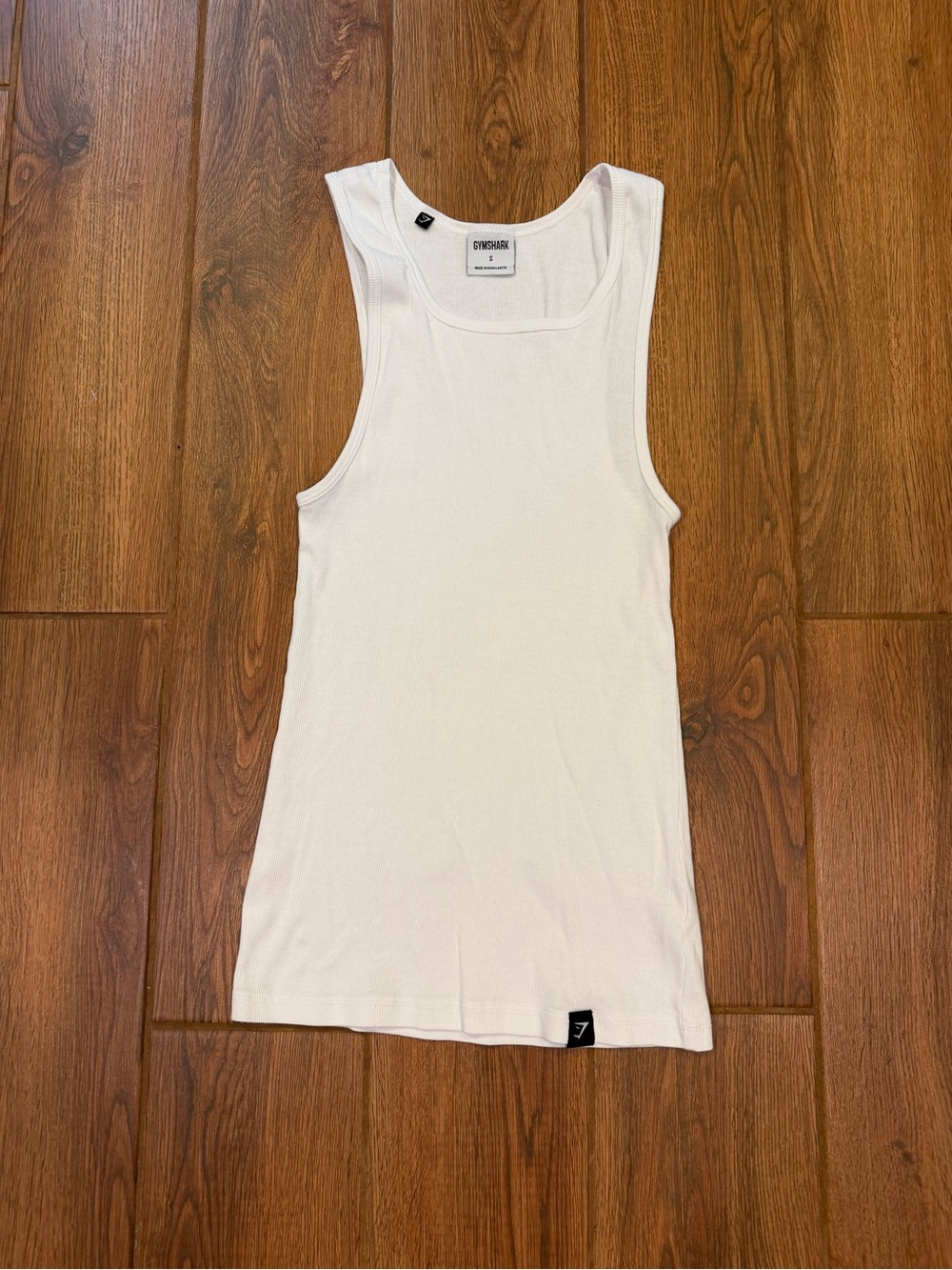 Gymshark White Ribbed Scoop-Neck Tank Size S